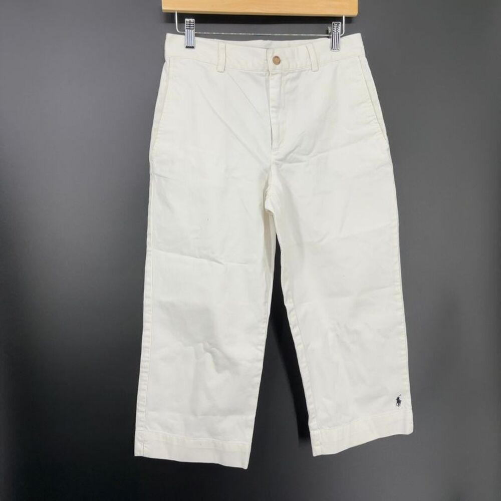 Ralph Lauren Cotton White Cropped Wide-Leg Pants